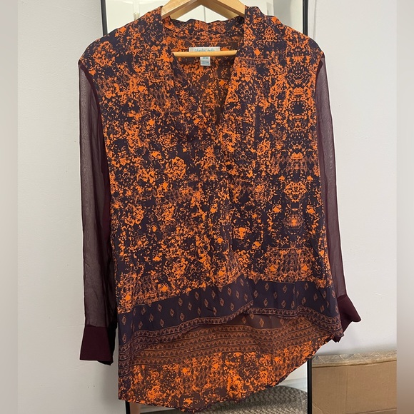 charlie jade Tops - 100% silk charlie jade silk long sleeve blouse hippie boho size medium boho